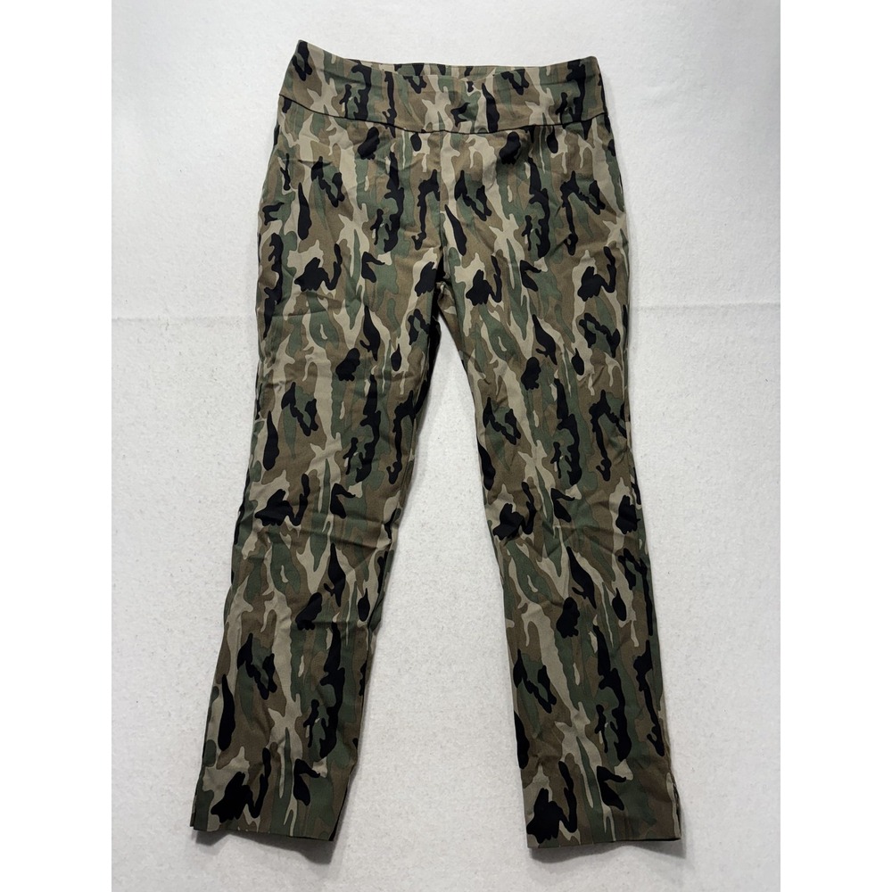 Cooper & Ella Dress Pants Womens 12 Green Camo Ponte Slim Stretch Straight Leg